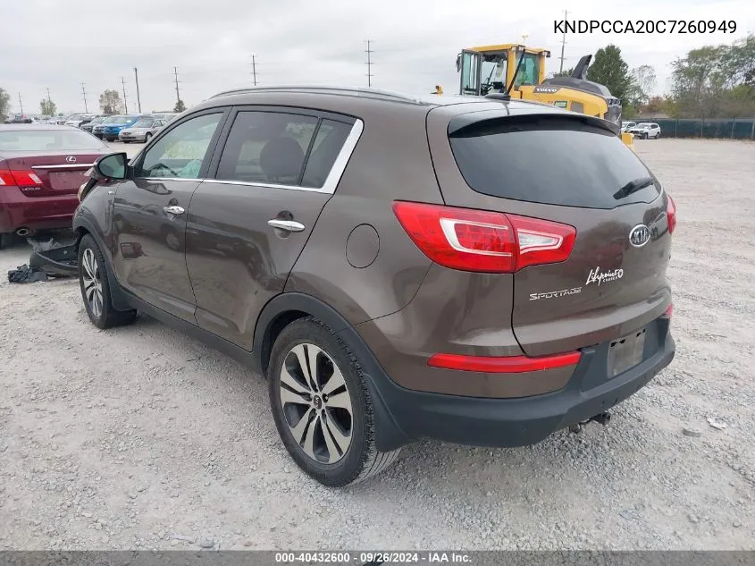 2012 Kia Sportage Ex VIN: KNDPCCA20C7260949 Lot: 40432600