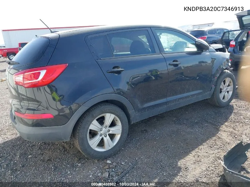 2012 Kia Sportage Lx VIN: KNDPB3A20C7346913 Lot: 40488982