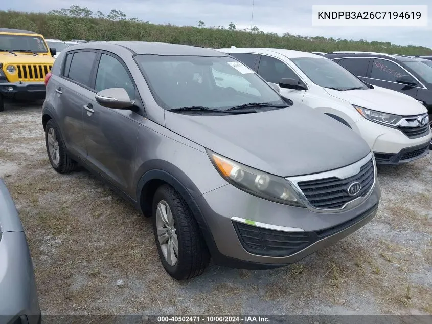 KNDPB3A26C7194619 2012 Kia Sportage Lx