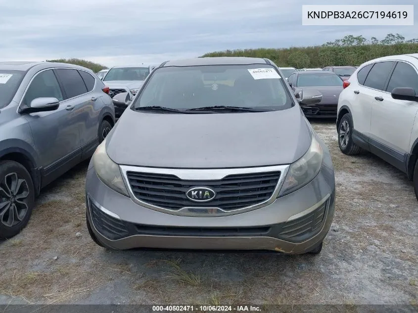 KNDPB3A26C7194619 2012 Kia Sportage Lx