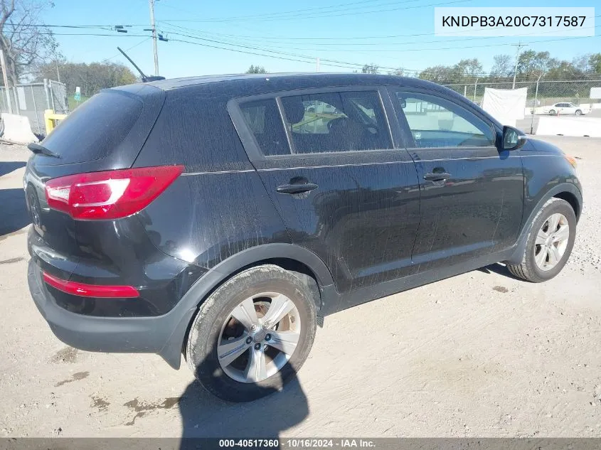 2012 Kia Sportage Lx VIN: KNDPB3A20C7317587 Lot: 40517360