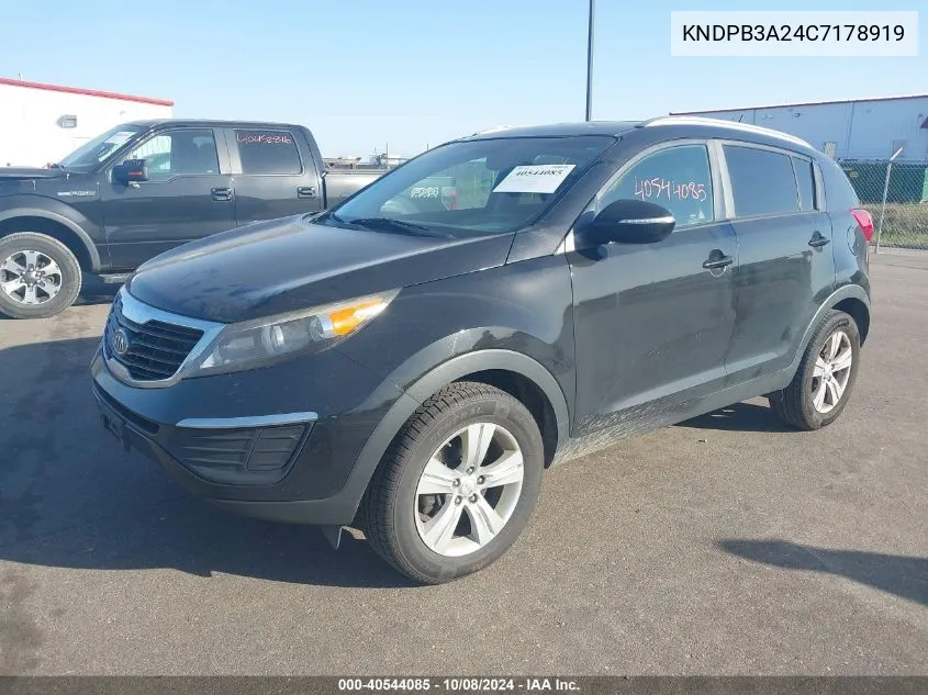 2012 Kia Sportage Lx VIN: KNDPB3A24C7178919 Lot: 40544085