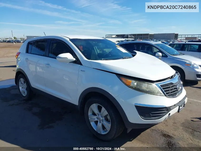 2012 Kia Sportage Lx VIN: KNDPBCA20C7240865 Lot: 40582780