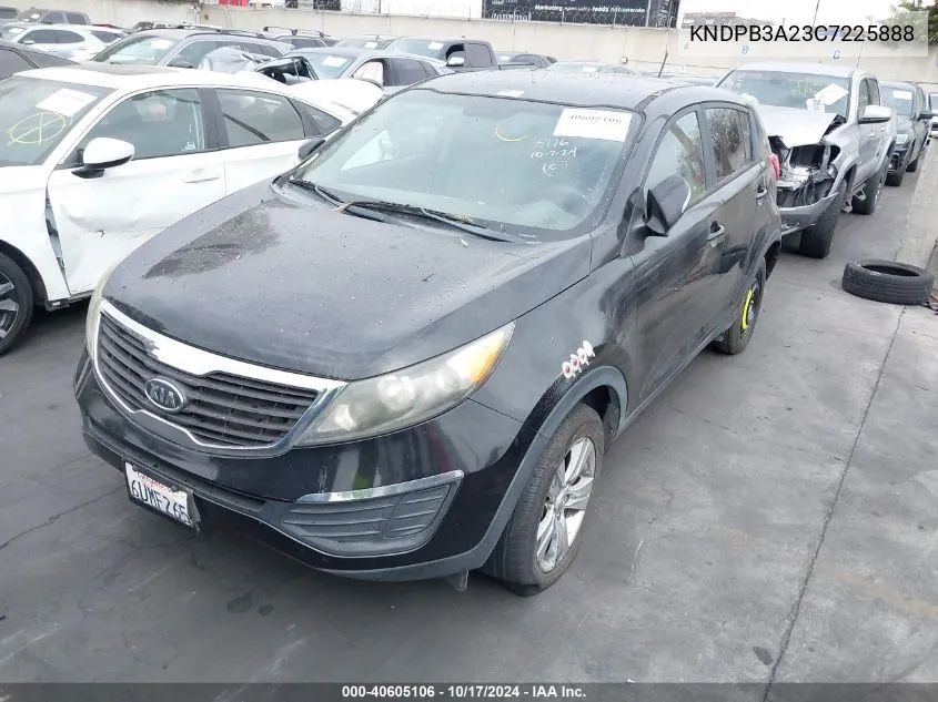 2012 Kia Sportage Lx VIN: KNDPB3A23C7225888 Lot: 40605106