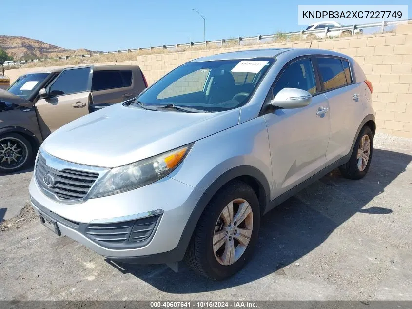 2012 Kia Sportage Lx VIN: KNDPB3A2XC7227749 Lot: 40607641