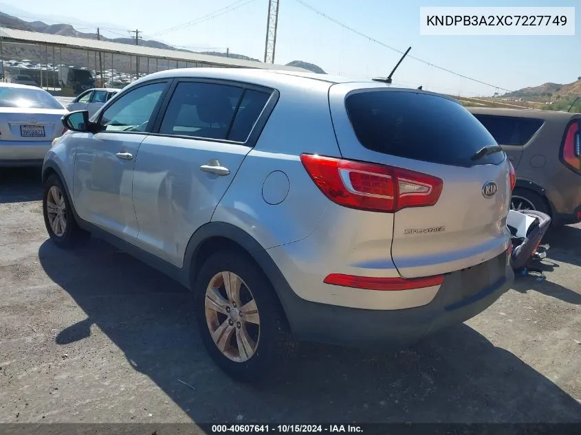 2012 Kia Sportage Lx VIN: KNDPB3A2XC7227749 Lot: 40607641