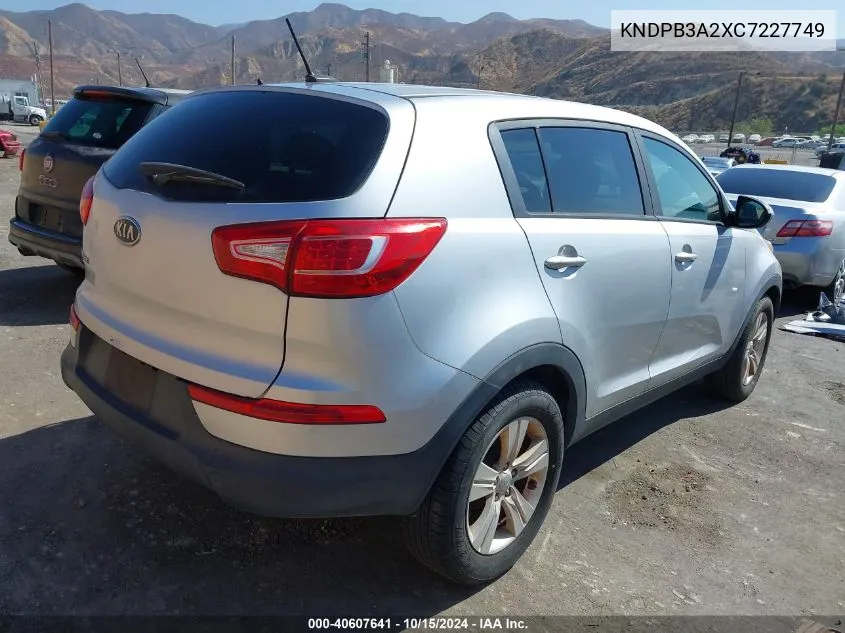 2012 Kia Sportage Lx VIN: KNDPB3A2XC7227749 Lot: 40607641