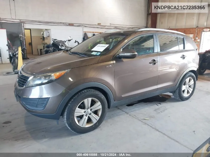 2012 Kia Sportage Lx VIN: KNDPBCA21C7235366 Lot: 40610088