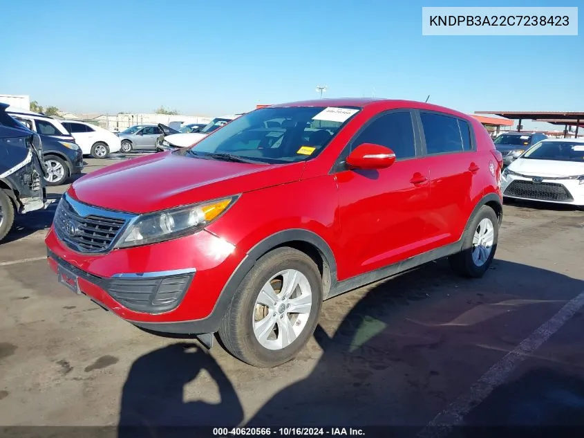 2012 Kia Sportage Lx VIN: KNDPB3A22C7238423 Lot: 40620566