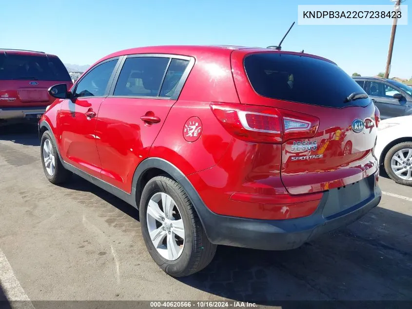 2012 Kia Sportage Lx VIN: KNDPB3A22C7238423 Lot: 40620566