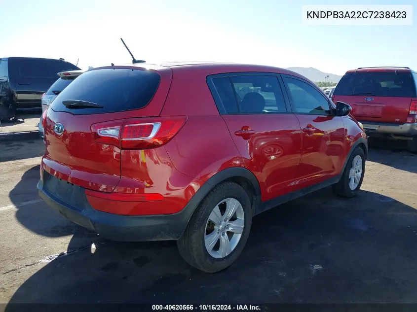 2012 Kia Sportage Lx VIN: KNDPB3A22C7238423 Lot: 40620566