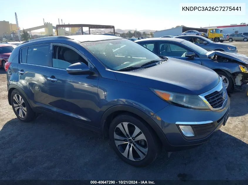 2012 Kia Sportage Ex VIN: KNDPC3A26C7275441 Lot: 40647290