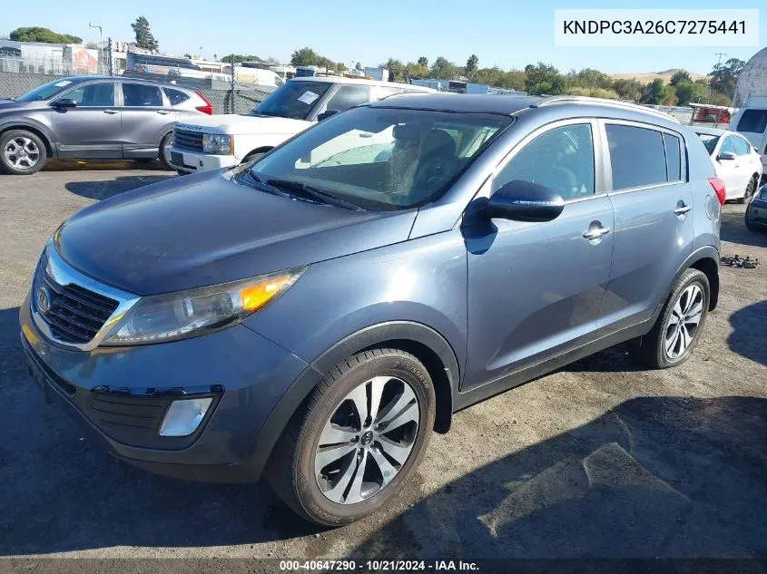 2012 Kia Sportage Ex VIN: KNDPC3A26C7275441 Lot: 40647290