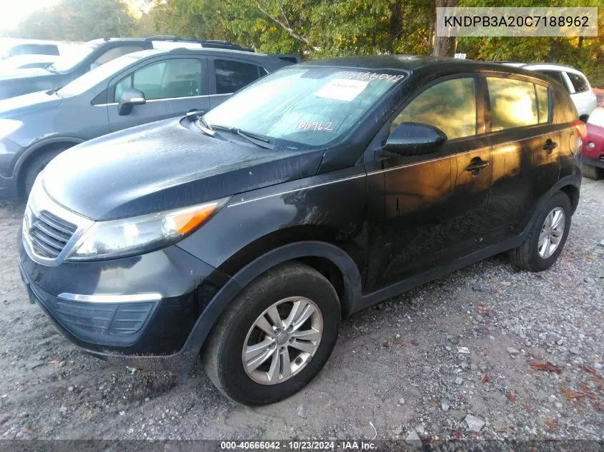 2012 Kia Sportage Lx VIN: KNDPB3A20C7188962 Lot: 40666042