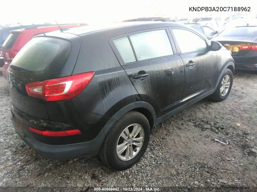 2012 Kia Sportage Lx VIN: KNDPB3A20C7188962 Lot: 40666042