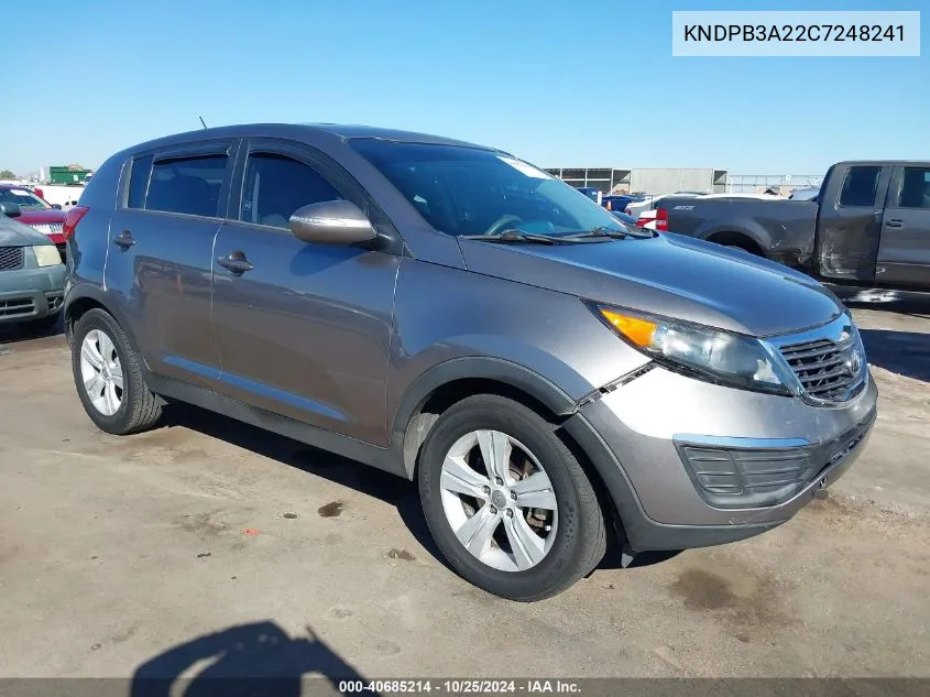 2012 Kia Sportage Lx VIN: KNDPB3A22C7248241 Lot: 40685214