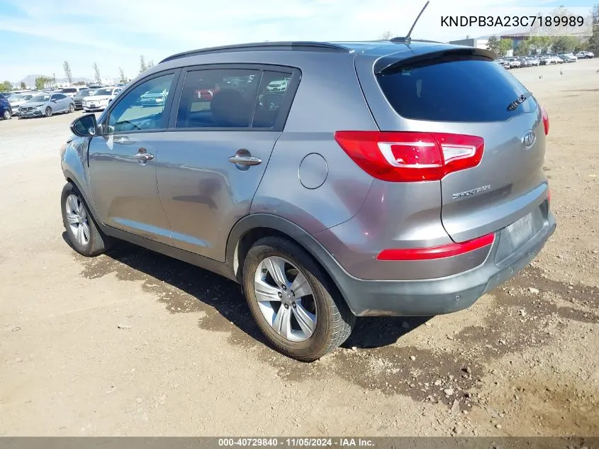 2012 Kia Sportage Lx VIN: KNDPB3A23C7189989 Lot: 40729840