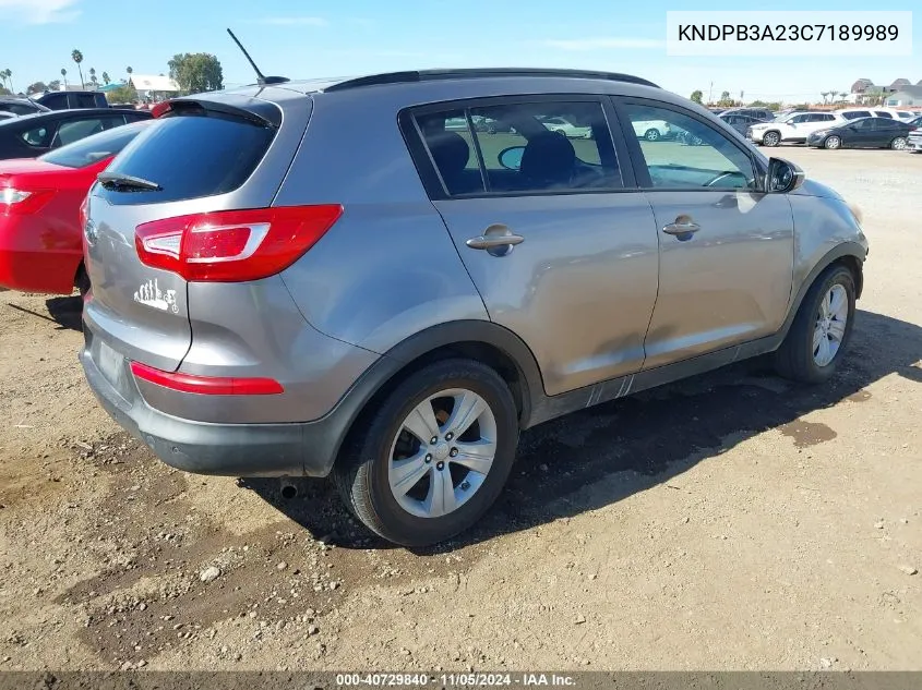 2012 Kia Sportage Lx VIN: KNDPB3A23C7189989 Lot: 40729840