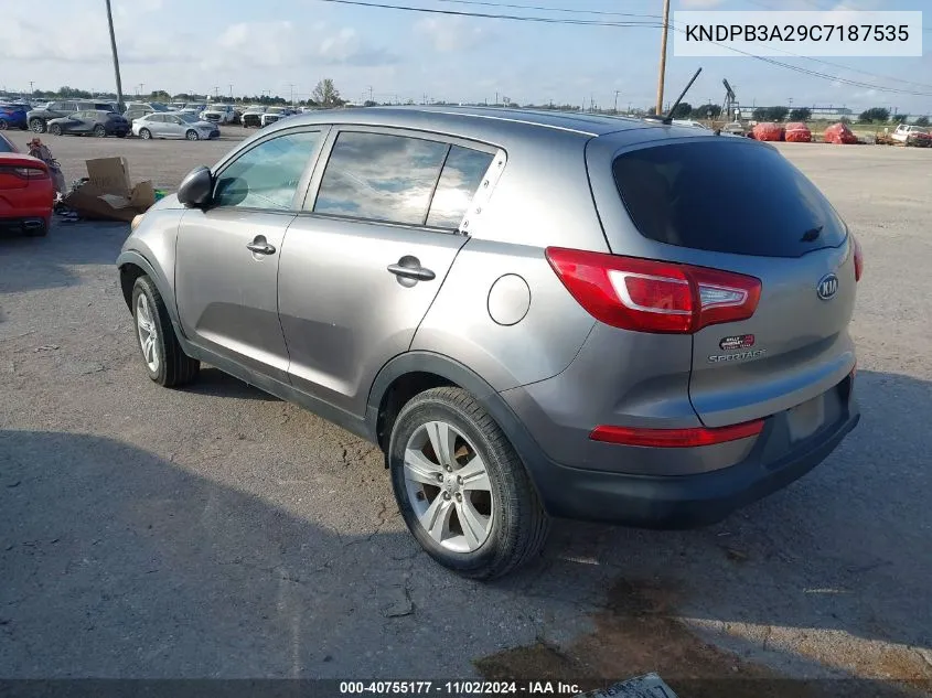 2012 Kia Sportage Lx VIN: KNDPB3A29C7187535 Lot: 40755177