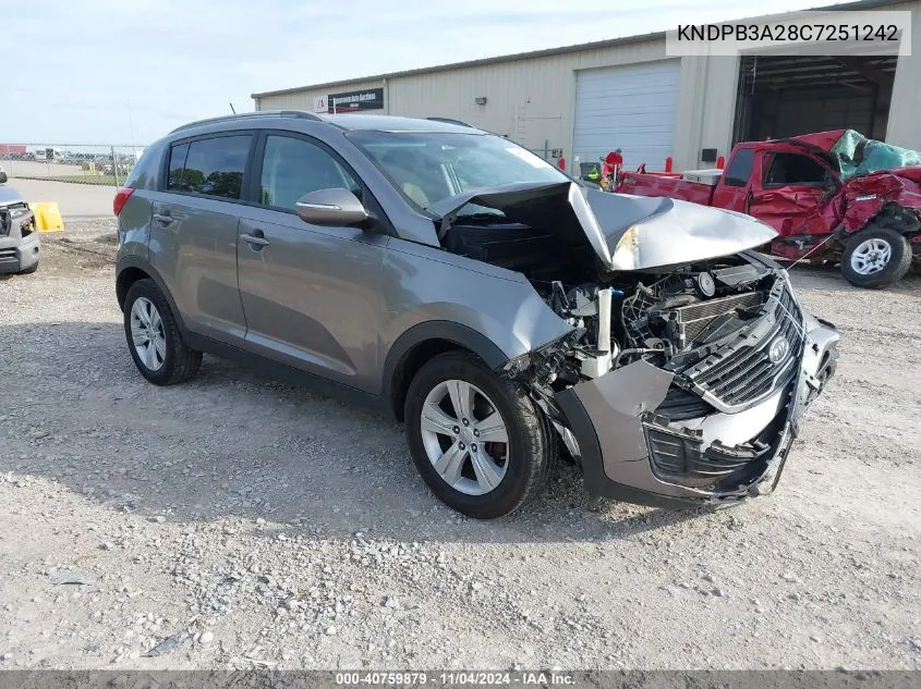 2012 Kia Sportage Lx VIN: KNDPB3A28C7251242 Lot: 40759879