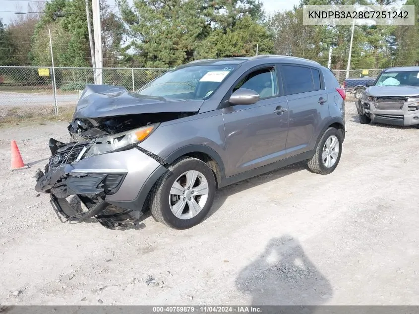 2012 Kia Sportage Lx VIN: KNDPB3A28C7251242 Lot: 40759879