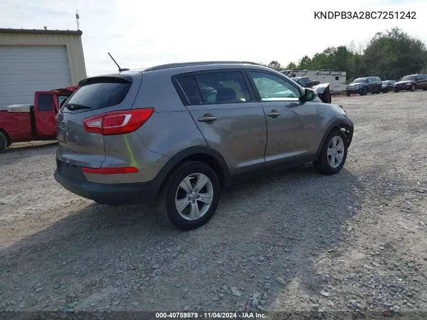 2012 Kia Sportage Lx VIN: KNDPB3A28C7251242 Lot: 40759879