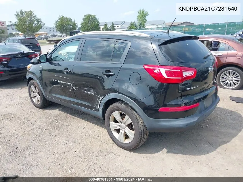 2012 Kia Sportage Lx VIN: KNDPBCA21C7281540 Lot: 40761351