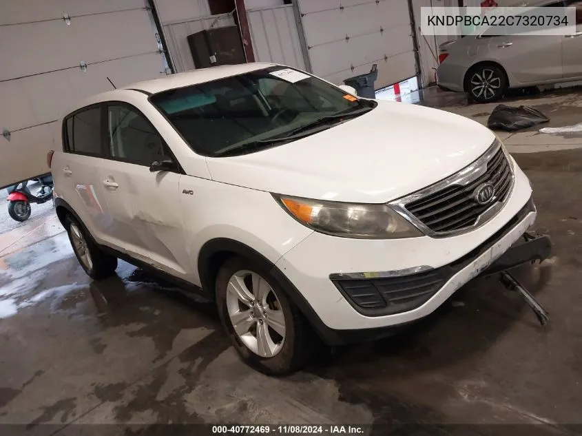 2012 Kia Sportage Lx VIN: KNDPBCA22C7320734 Lot: 40772469