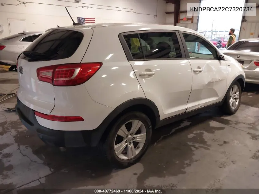 2012 Kia Sportage Lx VIN: KNDPBCA22C7320734 Lot: 40772469