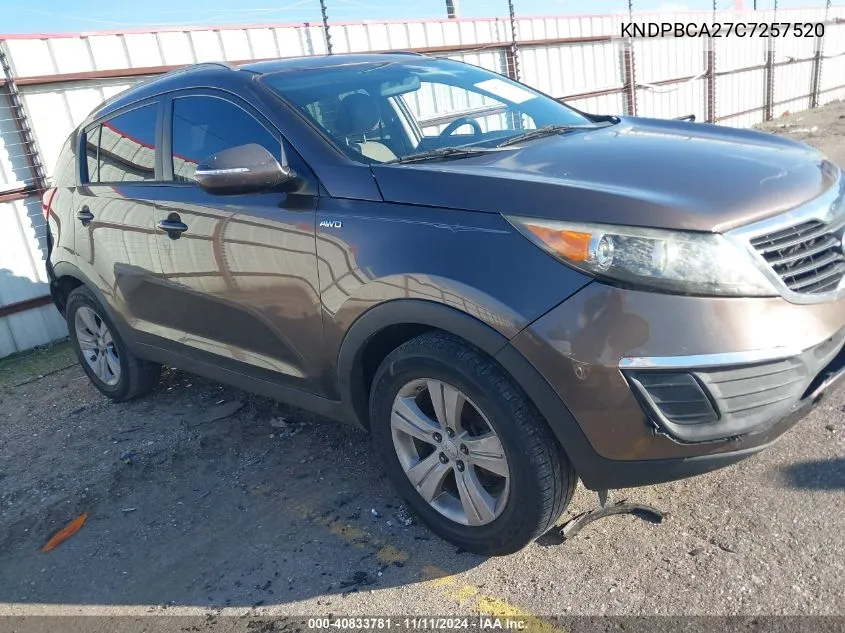 2012 Kia Sportage Lx VIN: KNDPBCA27C7257520 Lot: 40833781