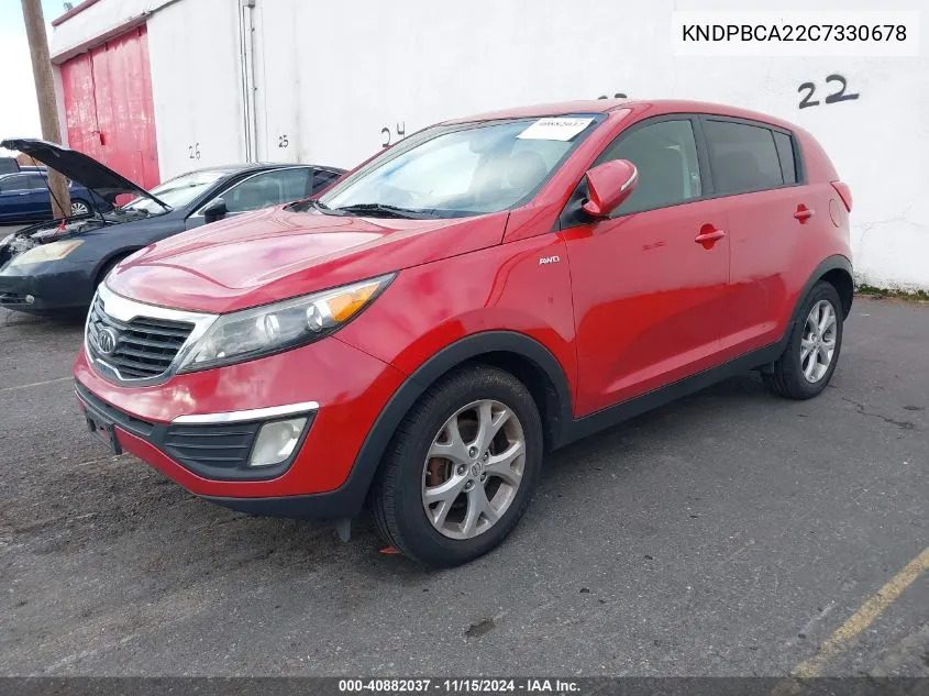 2012 Kia Sportage Lx VIN: KNDPBCA22C7330678 Lot: 40882037