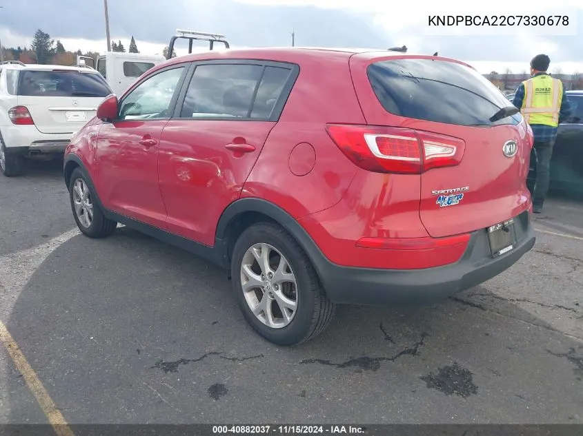 2012 Kia Sportage Lx VIN: KNDPBCA22C7330678 Lot: 40882037