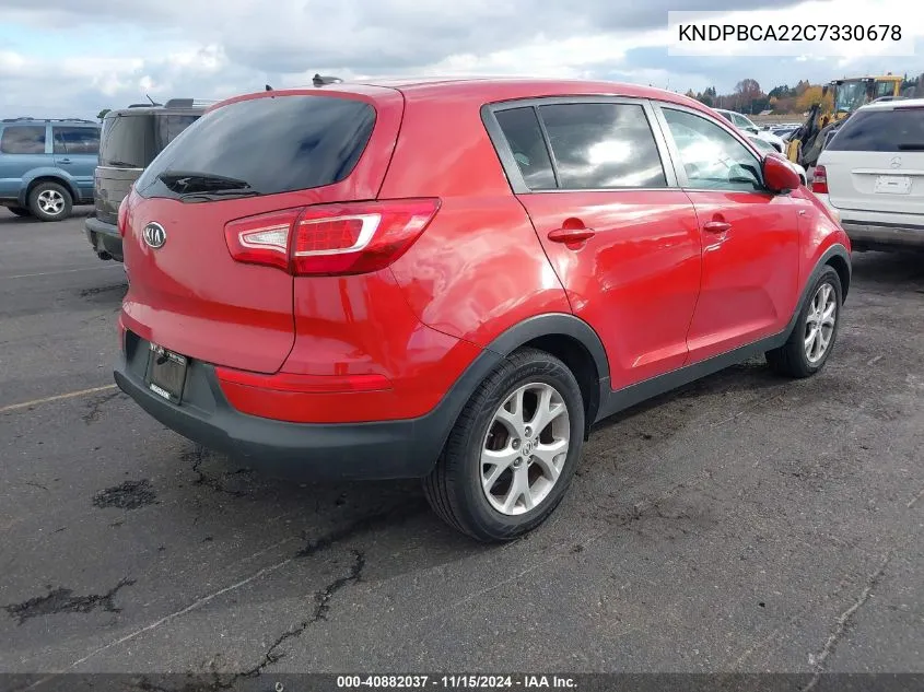 2012 Kia Sportage Lx VIN: KNDPBCA22C7330678 Lot: 40882037