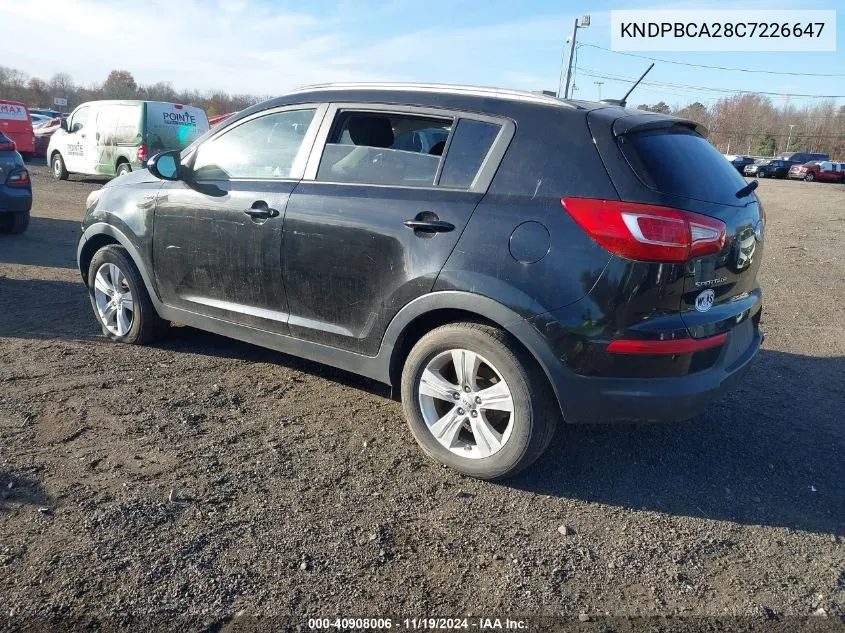 2012 Kia Sportage Lx VIN: KNDPBCA28C7226647 Lot: 40908006