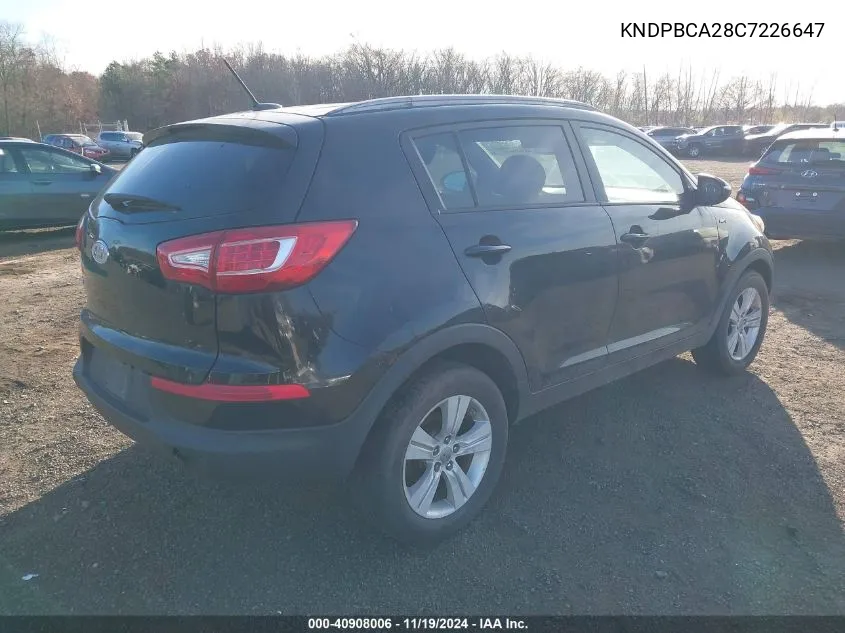 2012 Kia Sportage Lx VIN: KNDPBCA28C7226647 Lot: 40908006