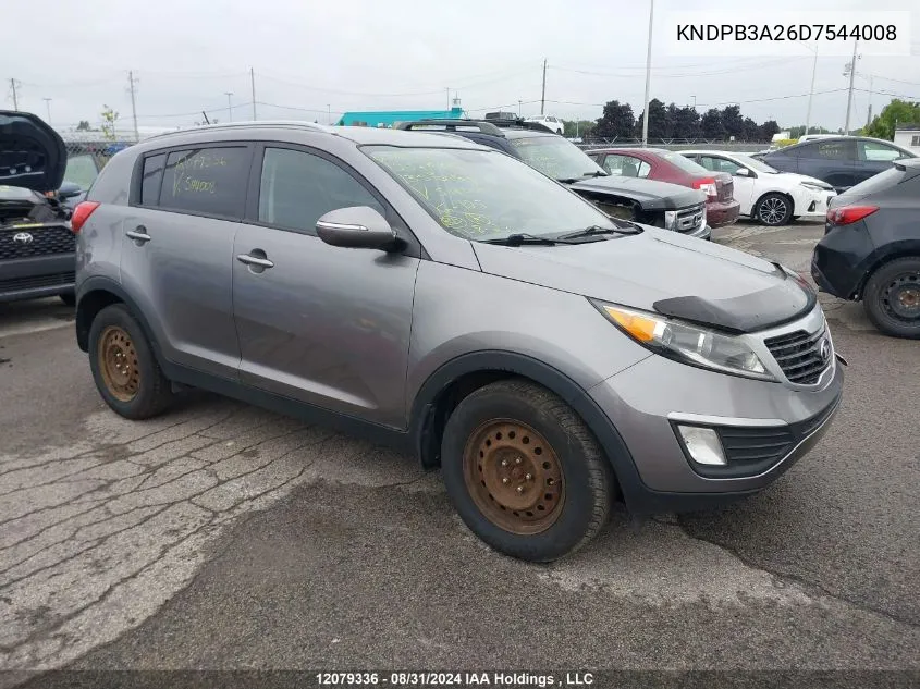 2013 Kia Sportage VIN: KNDPB3A26D7544008 Lot: 12079336