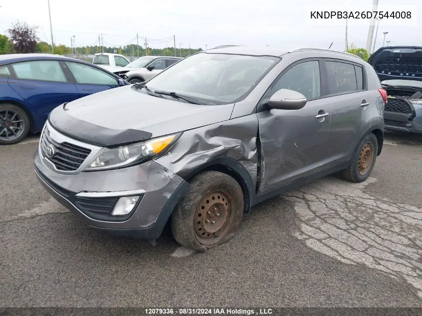 2013 Kia Sportage VIN: KNDPB3A26D7544008 Lot: 12079336