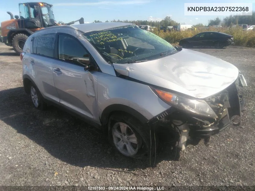 2013 Kia Sportage Lx VIN: KNDPB3A23D7522368 Lot: 12107503