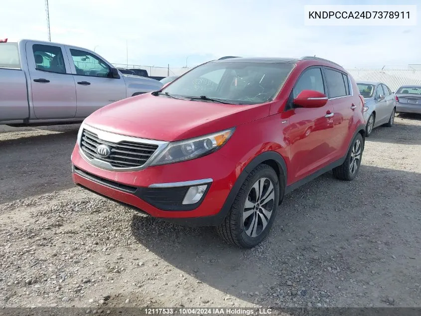 2013 Kia Sportage VIN: KNDPCCA24D7378911 Lot: 12117533