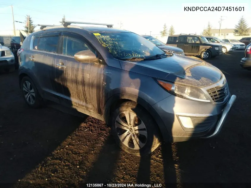 2013 Kia Sportage VIN: KNDPCCA24D7451601 Lot: 12135867