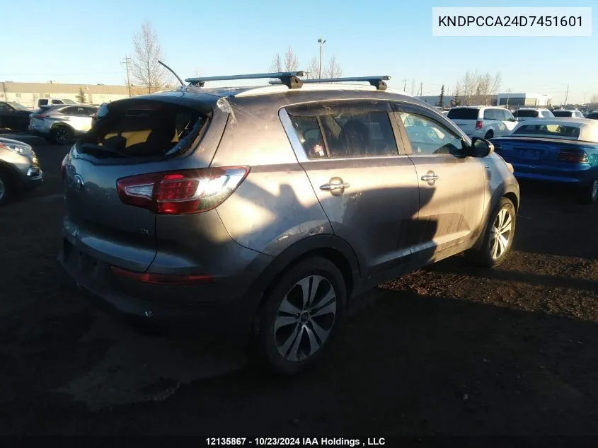 2013 Kia Sportage VIN: KNDPCCA24D7451601 Lot: 12135867