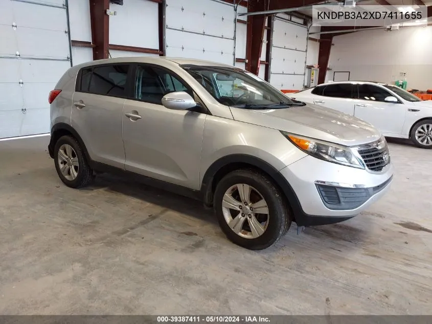 2013 Kia Sportage Lx VIN: KNDPB3A2XD7411655 Lot: 39387411