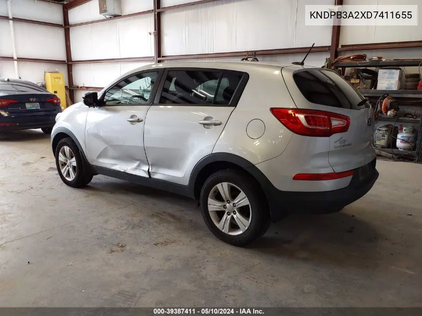 2013 Kia Sportage Lx VIN: KNDPB3A2XD7411655 Lot: 39387411