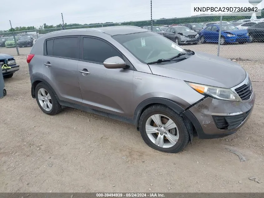 2013 Kia Sportage Lx VIN: KNDPBCA29D7360942 Lot: 39494939