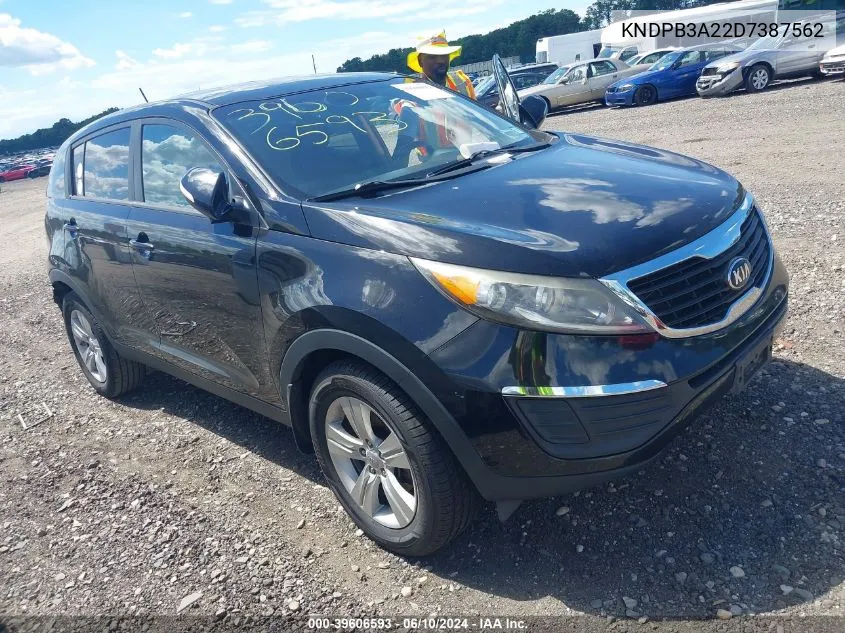 2013 Kia Sportage Lx VIN: KNDPB3A22D7387562 Lot: 39606593