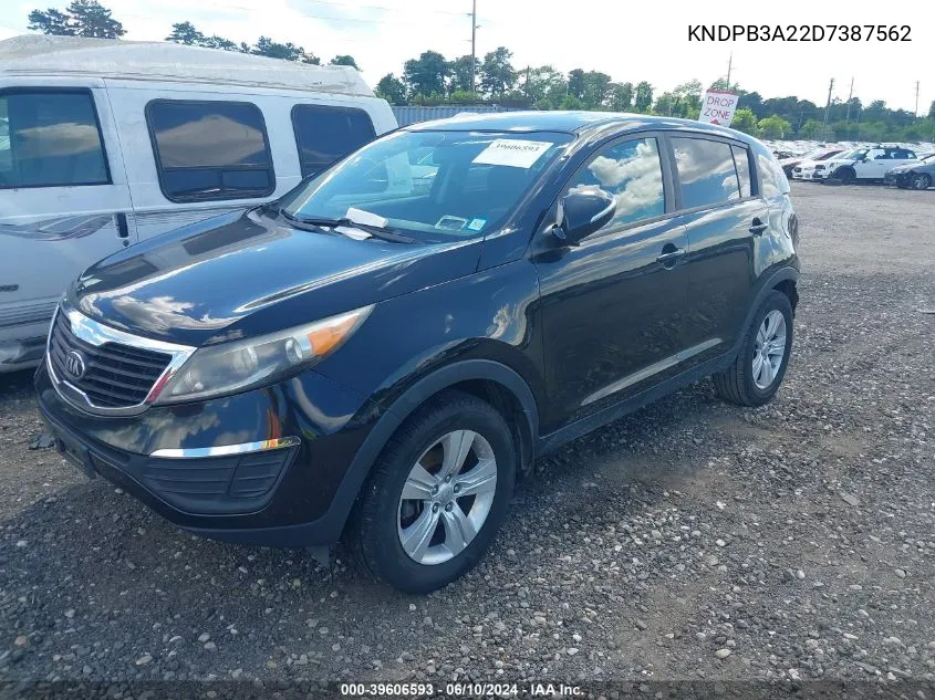 2013 Kia Sportage Lx VIN: KNDPB3A22D7387562 Lot: 39606593