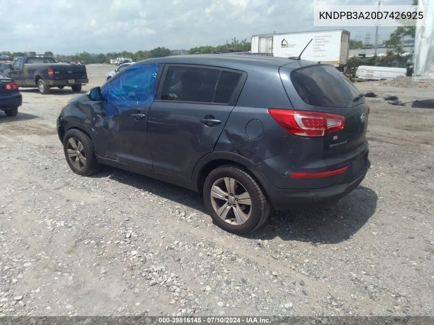 2013 Kia Sportage Lx VIN: KNDPB3A20D7426925 Lot: 39816145