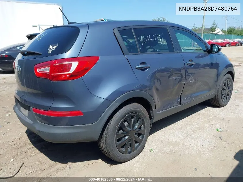 2013 Kia Sportage Lx VIN: KNDPB3A28D7480764 Lot: 40162386