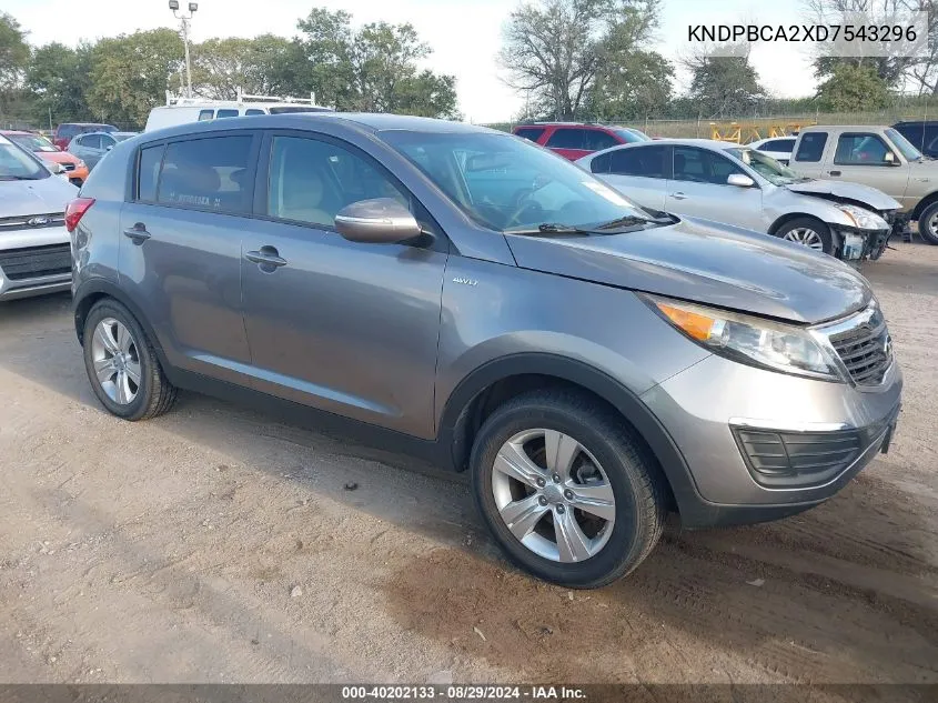 2013 Kia Sportage Lx VIN: KNDPBCA2XD7543296 Lot: 40202133