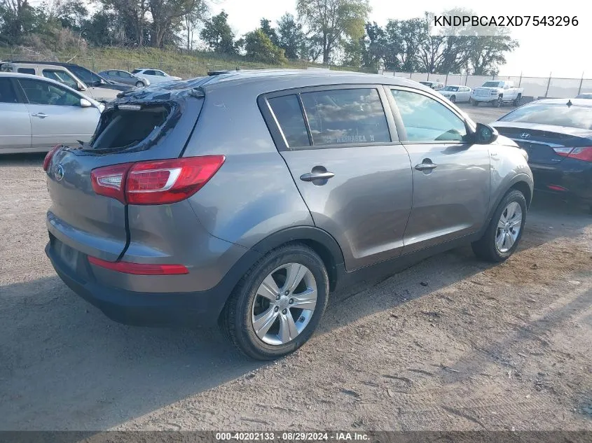 2013 Kia Sportage Lx VIN: KNDPBCA2XD7543296 Lot: 40202133